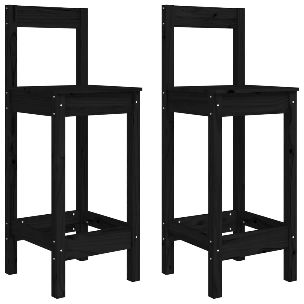 vidaXL Chaises de bar 2 pcs Noir 40x41,5x112 cm Bois de pin massif