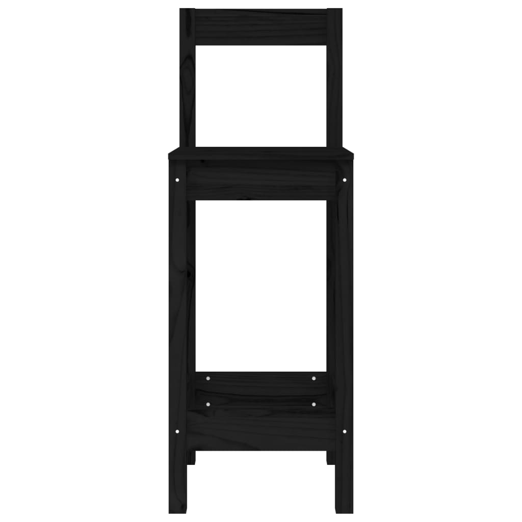 vidaXL Chaises de bar 2 pcs Noir 40x41,5x112 cm Bois de pin massif