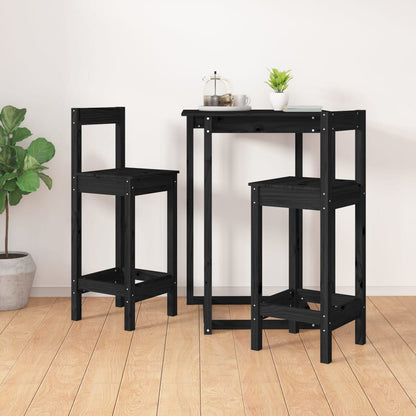 vidaXL Chaises de bar 2 pcs Noir 40x41,5x112 cm Bois de pin massif