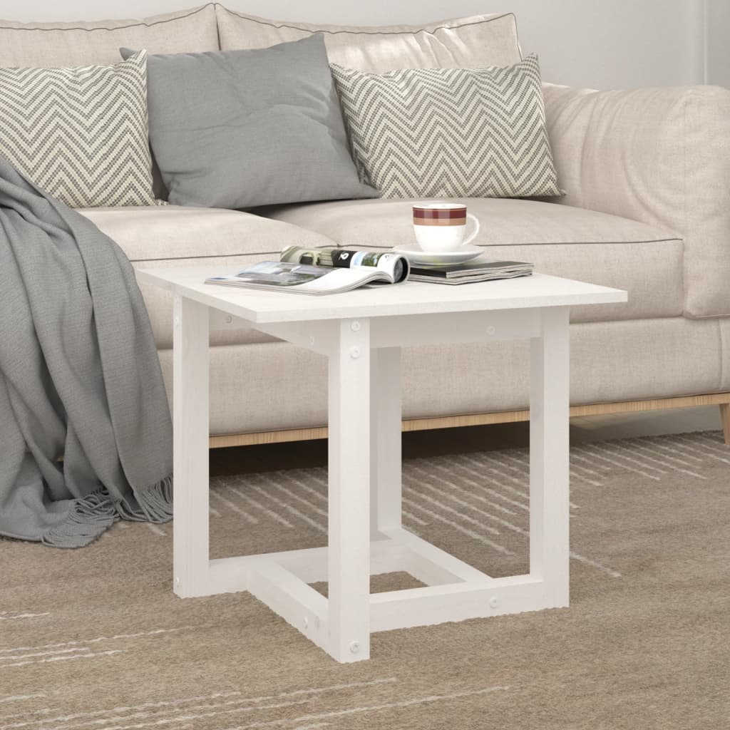 vidaXL Table basse blanc 50x50x45 cm bois de pin massif