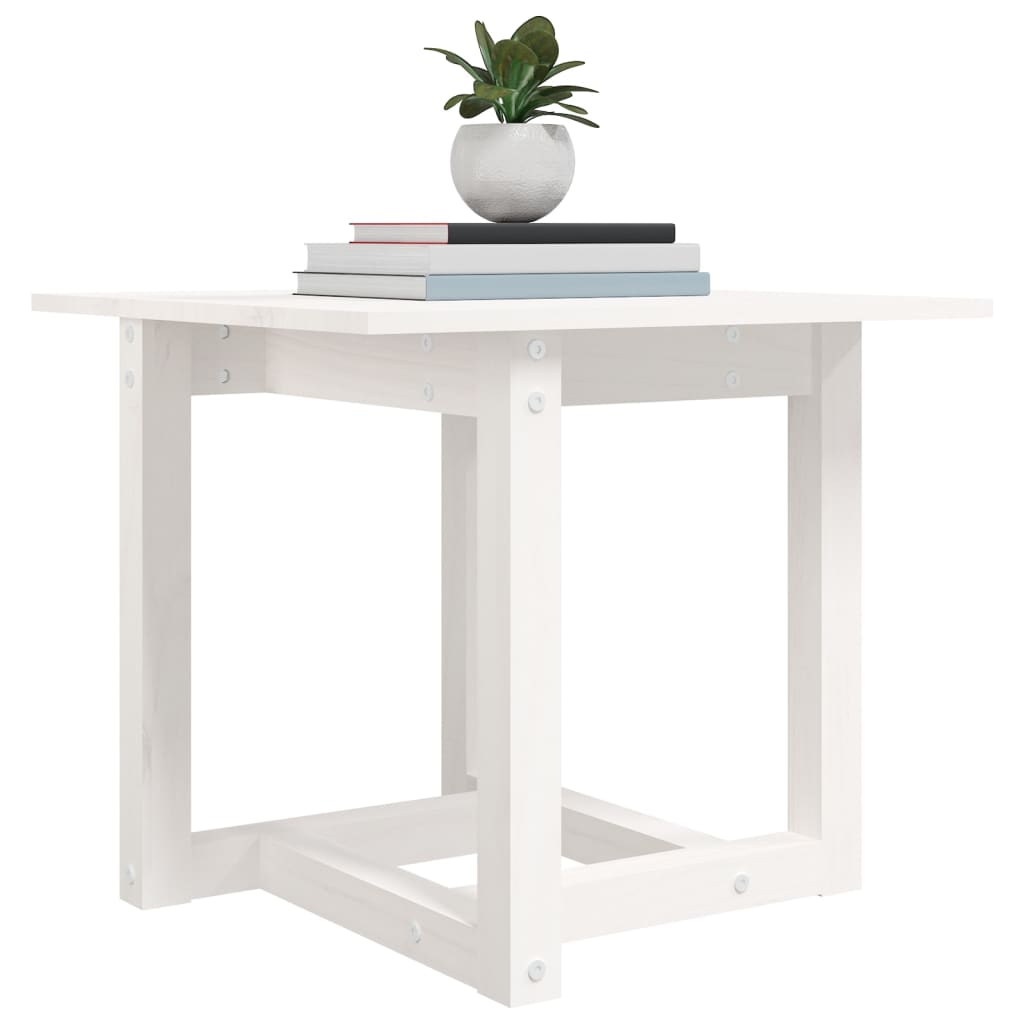 vidaXL Table basse blanc 50x50x45 cm bois de pin massif