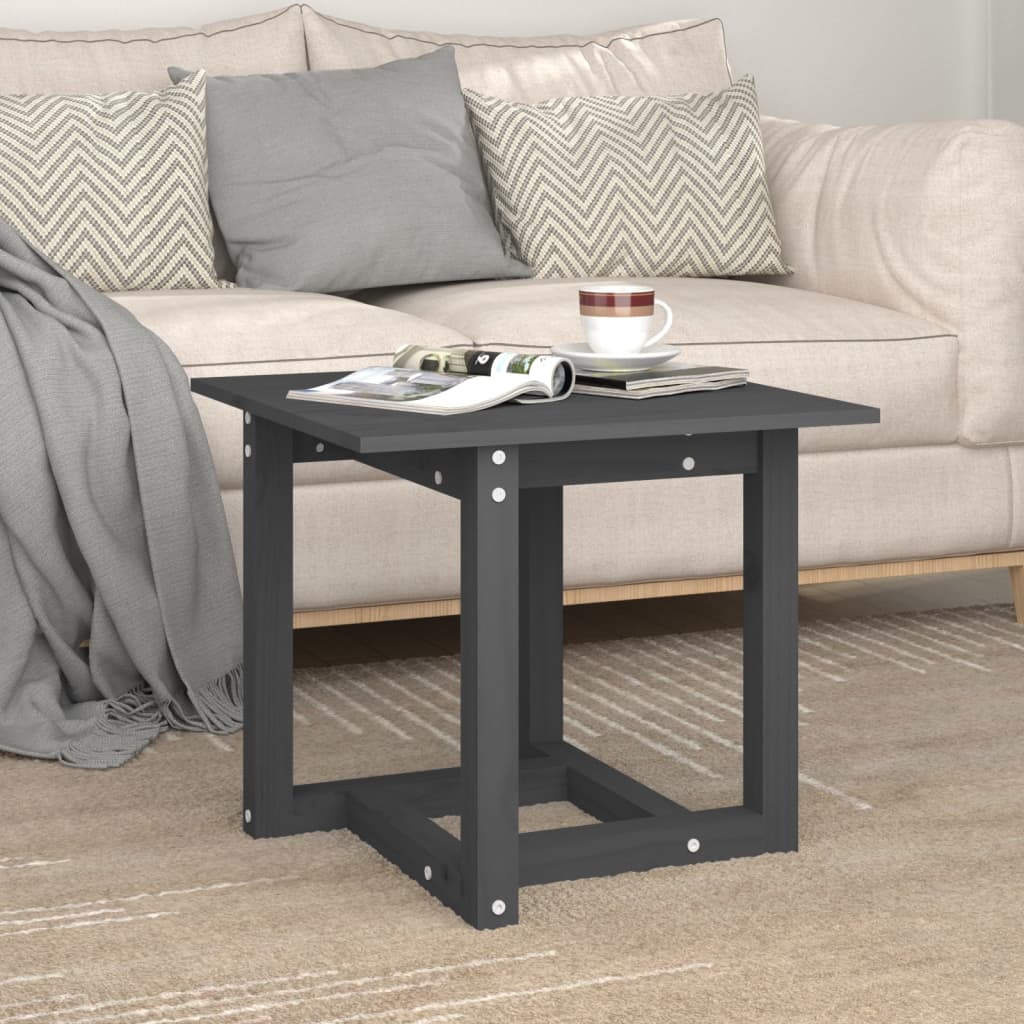 vidaXL Table basse grise 50x50x45 cm en pin massif
