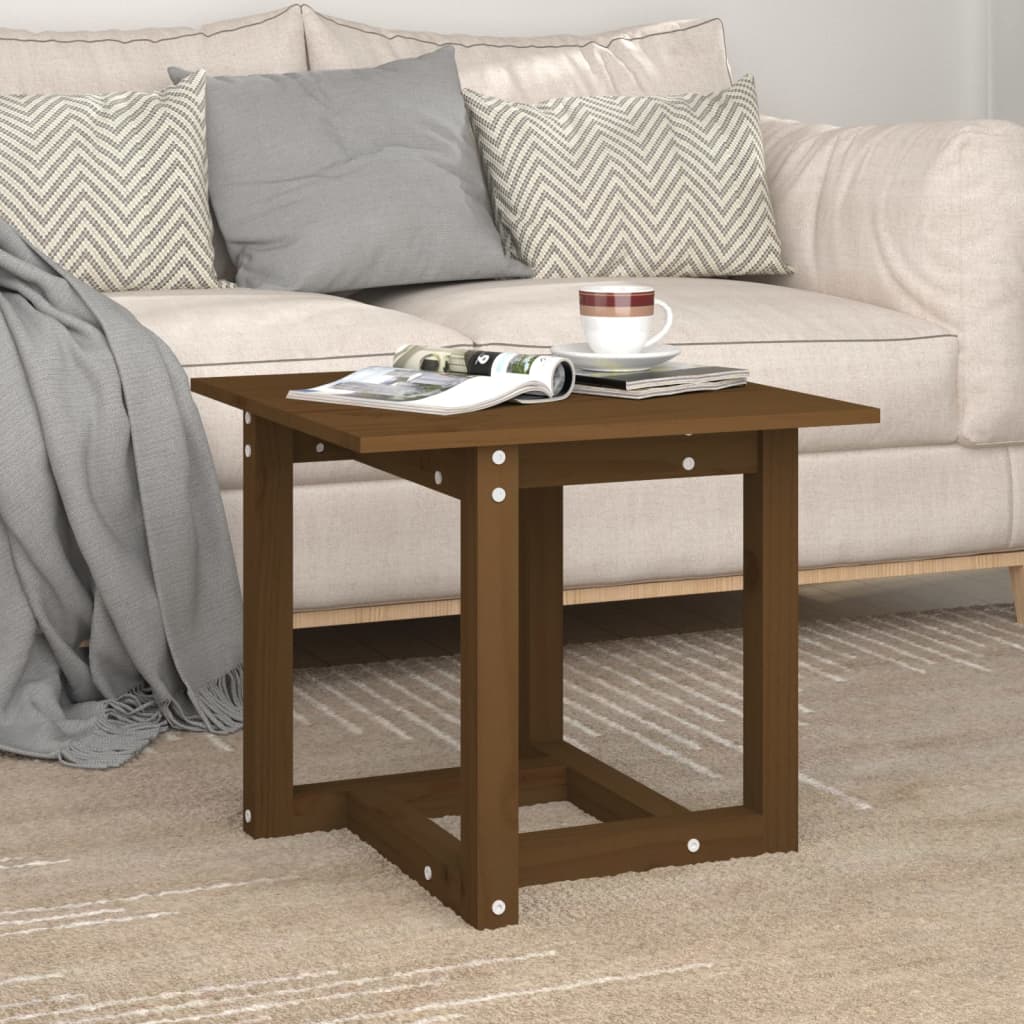 vidaXL Table basse marron miel 50x50x45 cm en pin massif