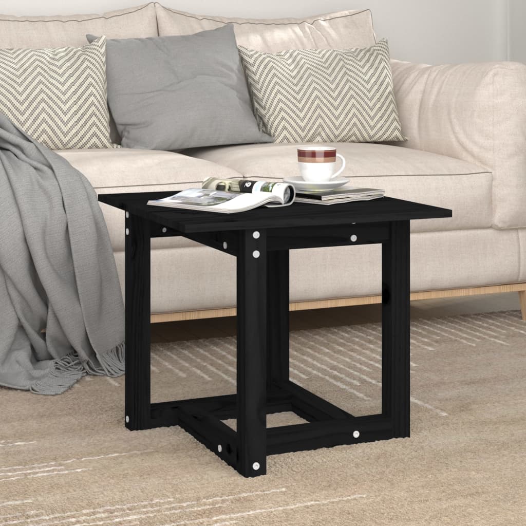 vidaXL Table basse noire 50x50x45 cm Bois de pin massif