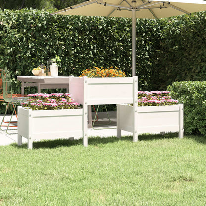 vidaXL Jardinière blanc 178,5x44x75 cm Pin massif