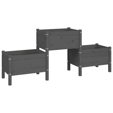 vidaXL Jardinière Gris 178,5x44x75 cm Bois de pin massif