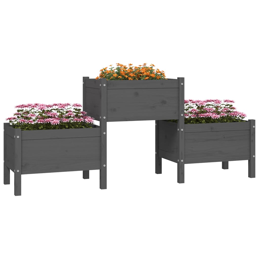 vidaXL Jardinière Gris 178,5x44x75 cm Bois de pin massif