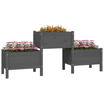 vidaXL Jardinière Gris 178,5x44x75 cm Bois de pin massif