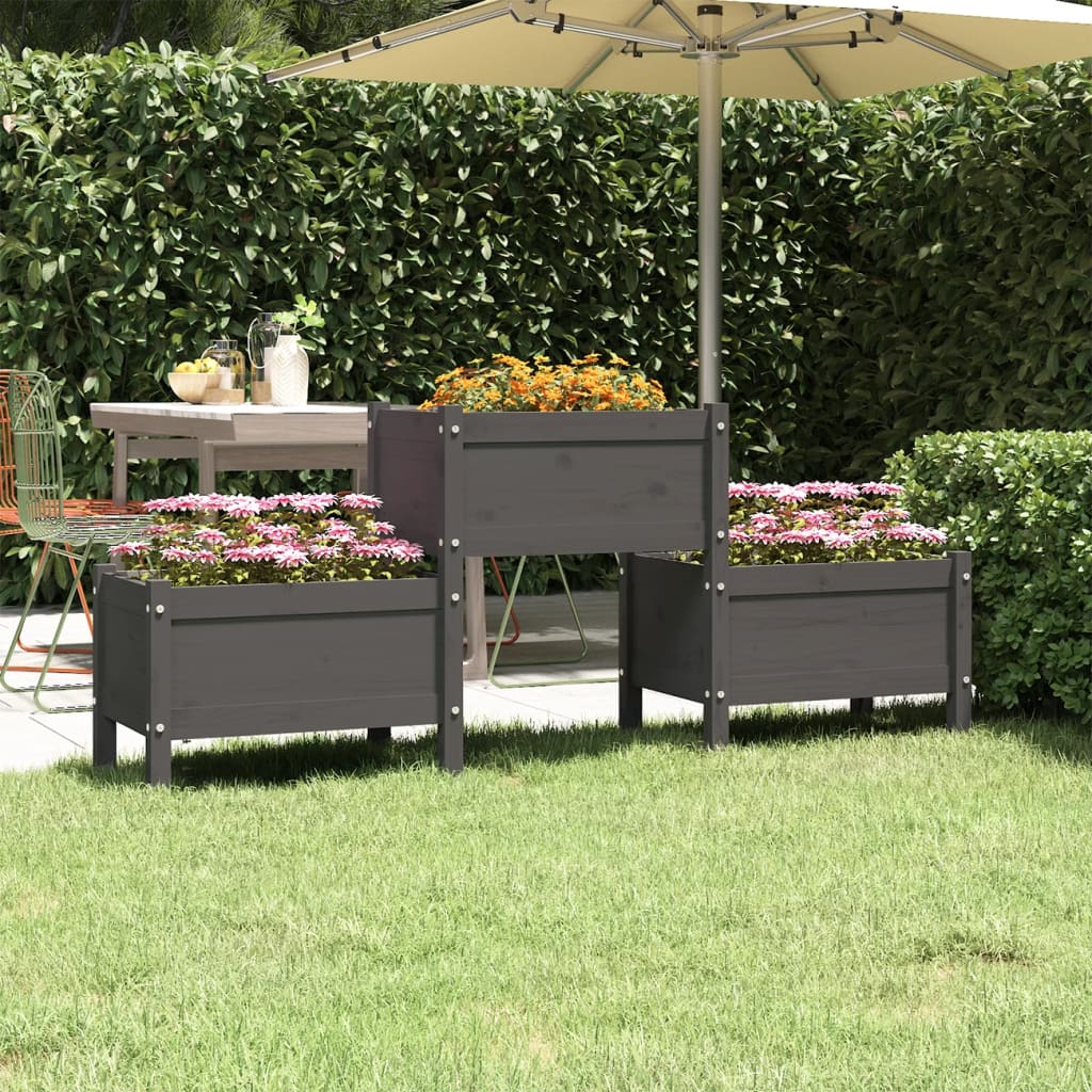 vidaXL Jardinière Gris 178,5x44x75 cm Bois de pin massif