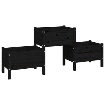 vidaXL Jardinière noire 178,5x44x75 cm en bois de pin massif