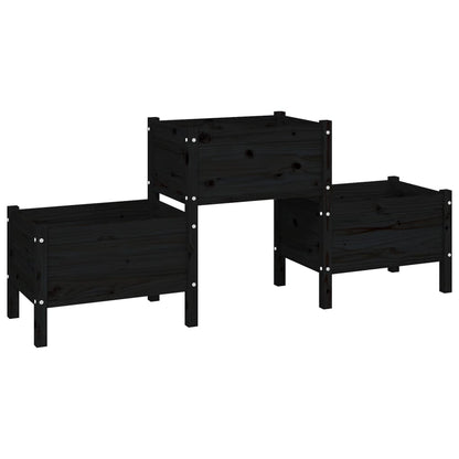 vidaXL Jardinière noire 178,5x44x75 cm en bois de pin massif