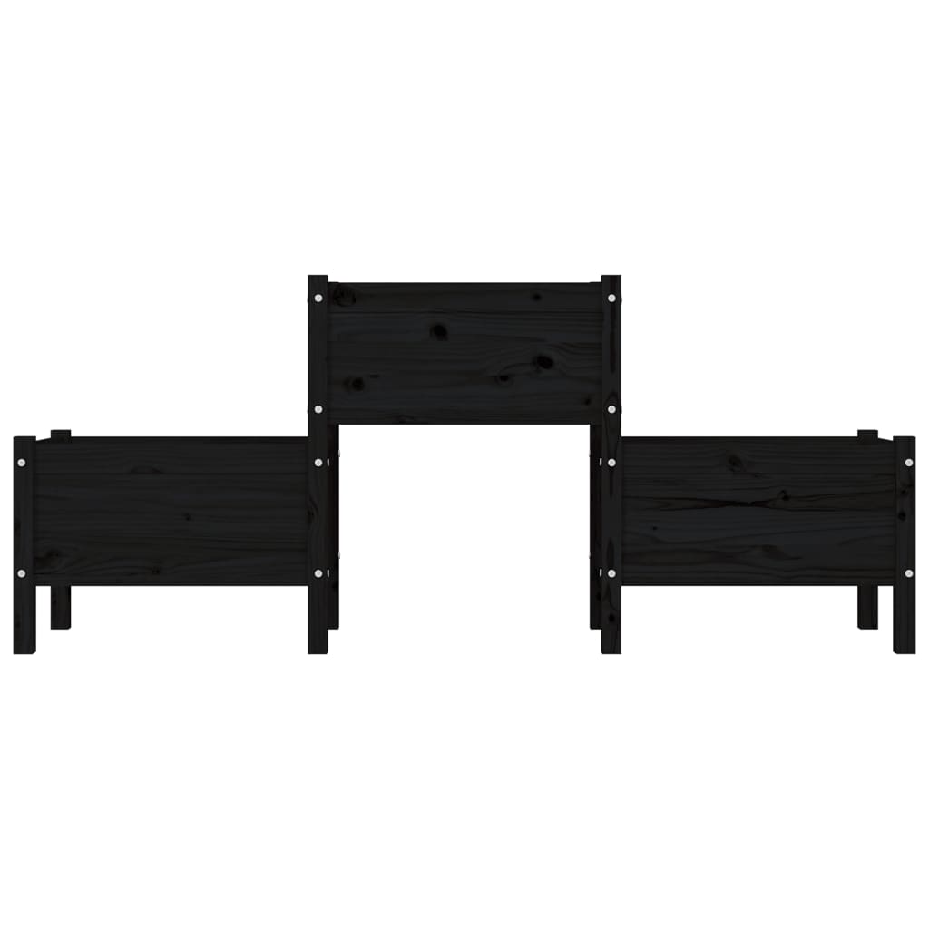vidaXL Jardinière noire 178,5x44x75 cm en bois de pin massif