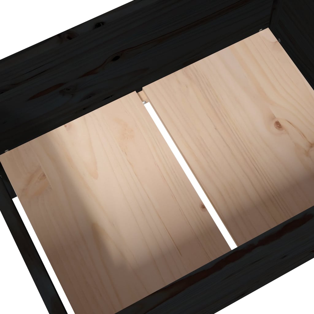 vidaXL Jardinière noire 178,5x44x75 cm en bois de pin massif