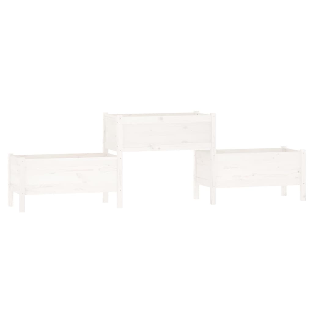 vidaXL Jardinière blanche 245,5x44x75 cm en bois de pin massif