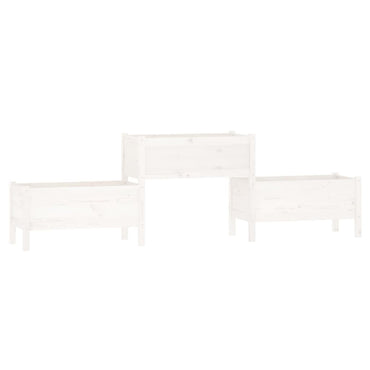 vidaXL Jardinière blanche 245,5x44x75 cm en bois de pin massif