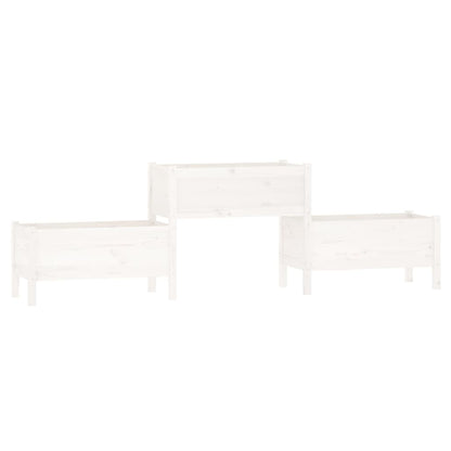 vidaXL Jardinière blanche 245,5x44x75 cm en bois de pin massif