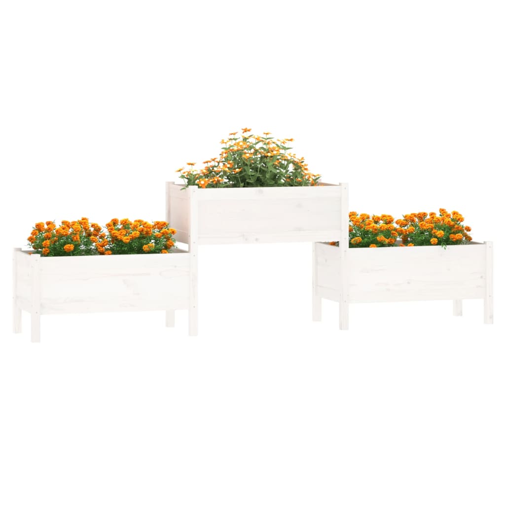 vidaXL Jardinière blanche 245,5x44x75 cm en bois de pin massif