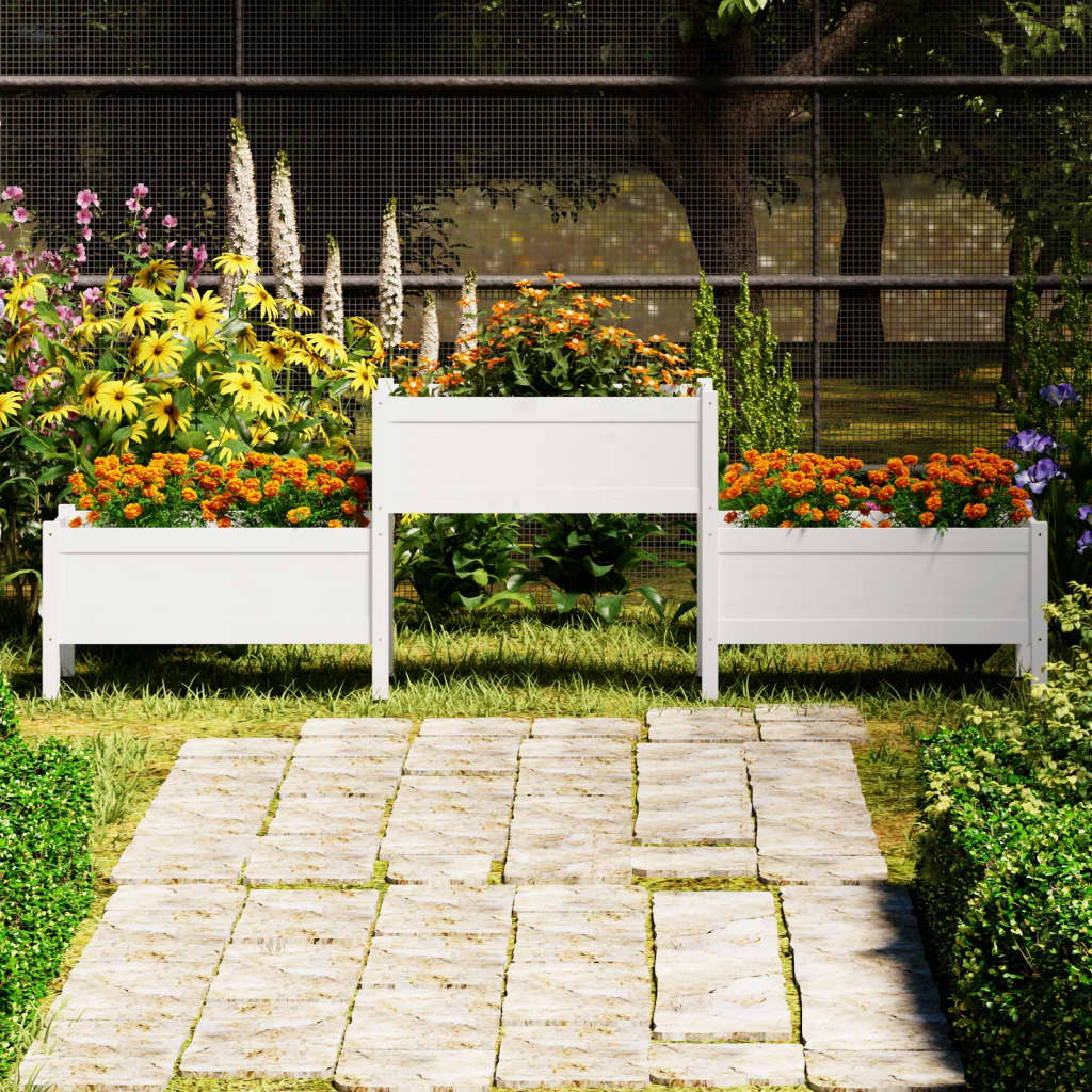 vidaXL Jardinière blanche 245,5x44x75 cm en bois de pin massif