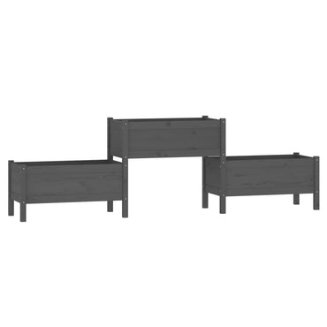 vidaXL Jardinière Gris 245,5x44x75 cm Bois de pin massif