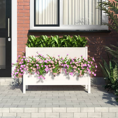 vidaXL Jardinière Bois de pin massif Blanc 110x84x75 cm