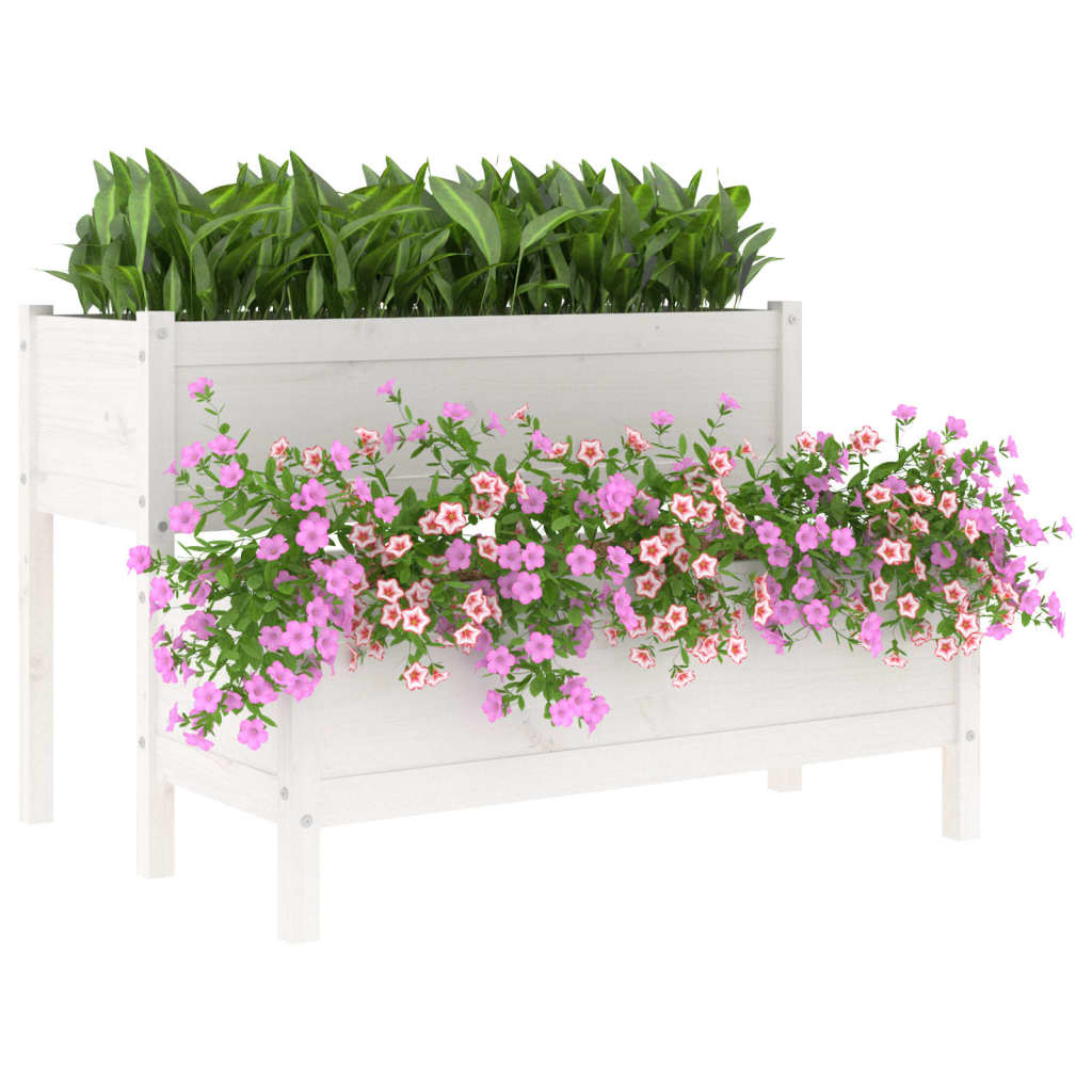 vidaXL Jardinière Bois de pin massif Blanc 110x84x75 cm
