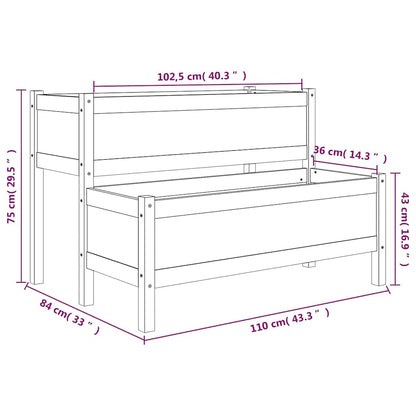 vidaXL Jardinière Bois de pin massif Blanc 110x84x75 cm