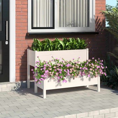 vidaXL Jardinière Bois de pin massif Blanc 110x84x75 cm