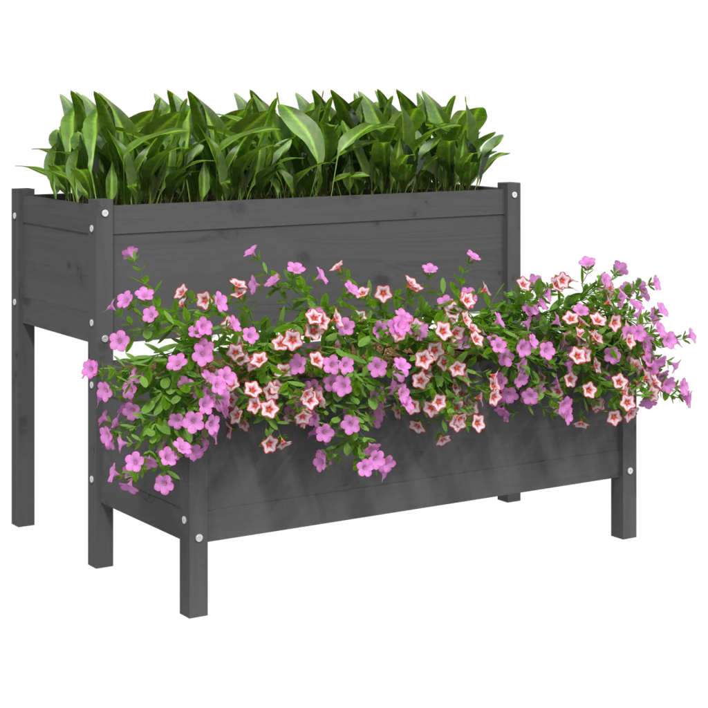 vidaXL Jardinière Gris 110x84x75 cm Bois de pin massif