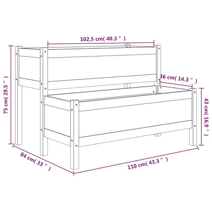 vidaXL Jardinière Gris 110x84x75 cm Bois de pin massif
