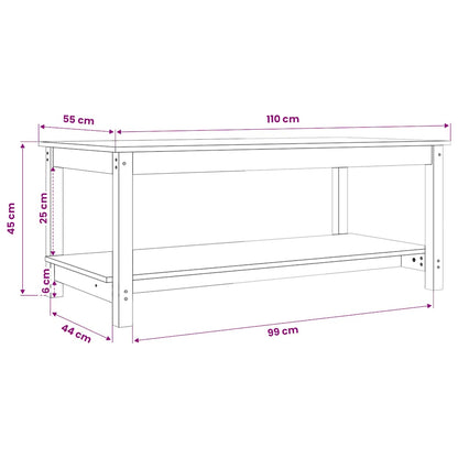 vidaXL Couchtisch Weiß 110x55x45 cm Massivholz Kiefer