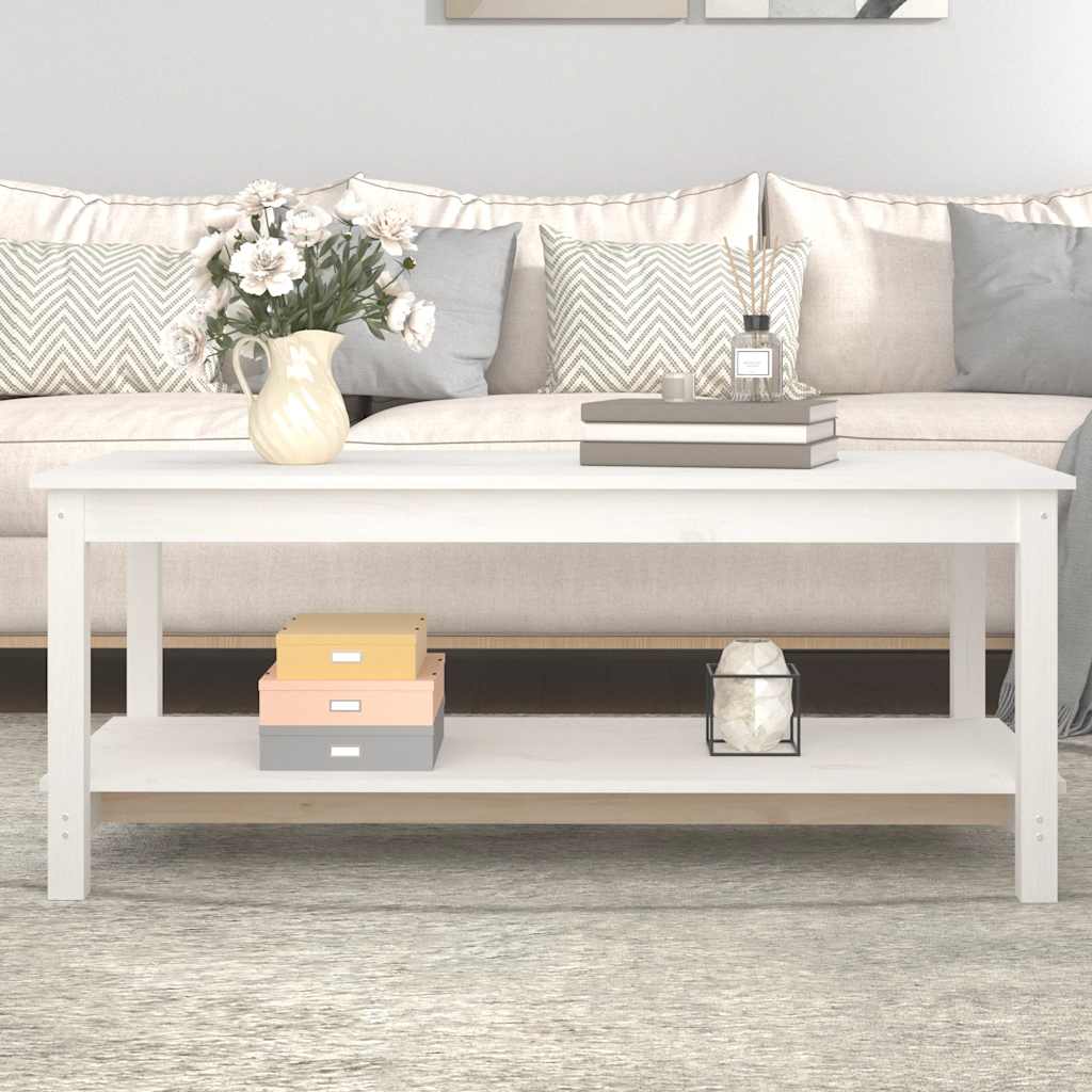 vidaXL Couchtisch Weiß 110x55x45 cm Massivholz Kiefer