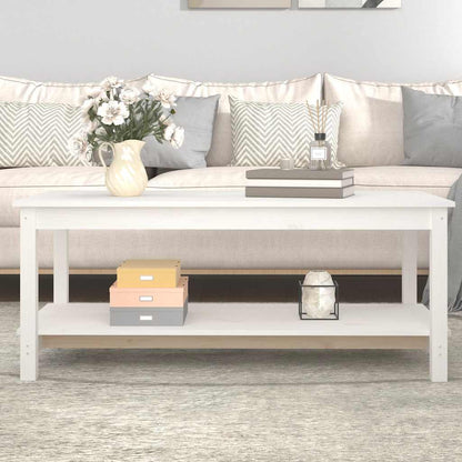 vidaXL Couchtisch Weiß 110x55x45 cm Massivholz Kiefer