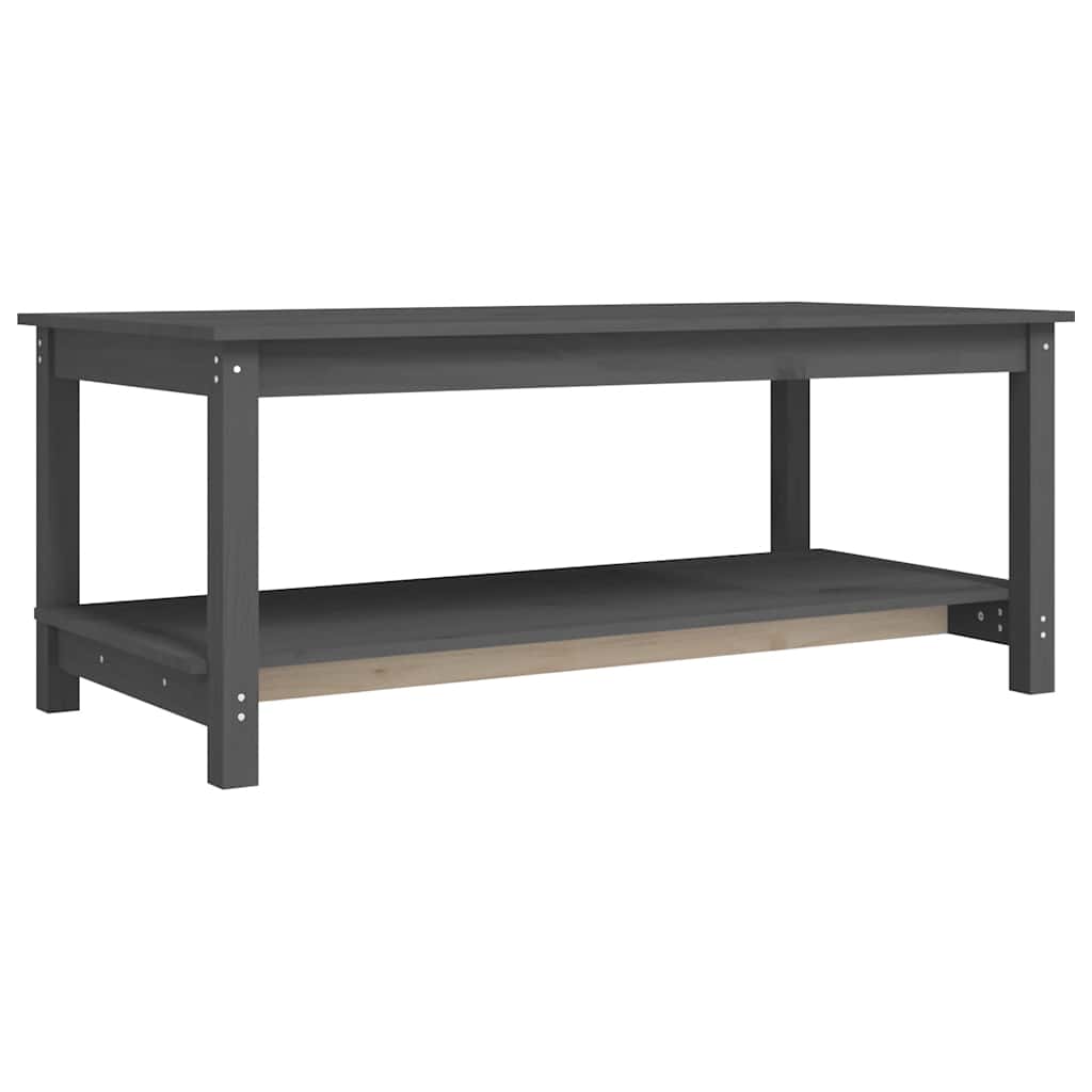 vidaXL Table basse gris 110x55x45 cm Bois de pin massif