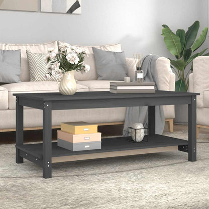 vidaXL Table basse gris 110x55x45 cm Bois de pin massif