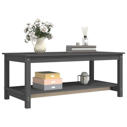 vidaXL Table basse gris 110x55x45 cm Bois de pin massif