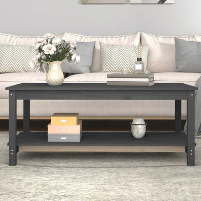 vidaXL Table basse gris 110x55x45 cm Bois de pin massif