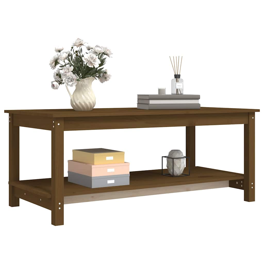 vidaXL Table basse marron miel 110x55x45 cm Bois de pin massif