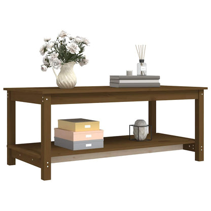 vidaXL Table basse marron miel 110x55x45 cm Bois de pin massif