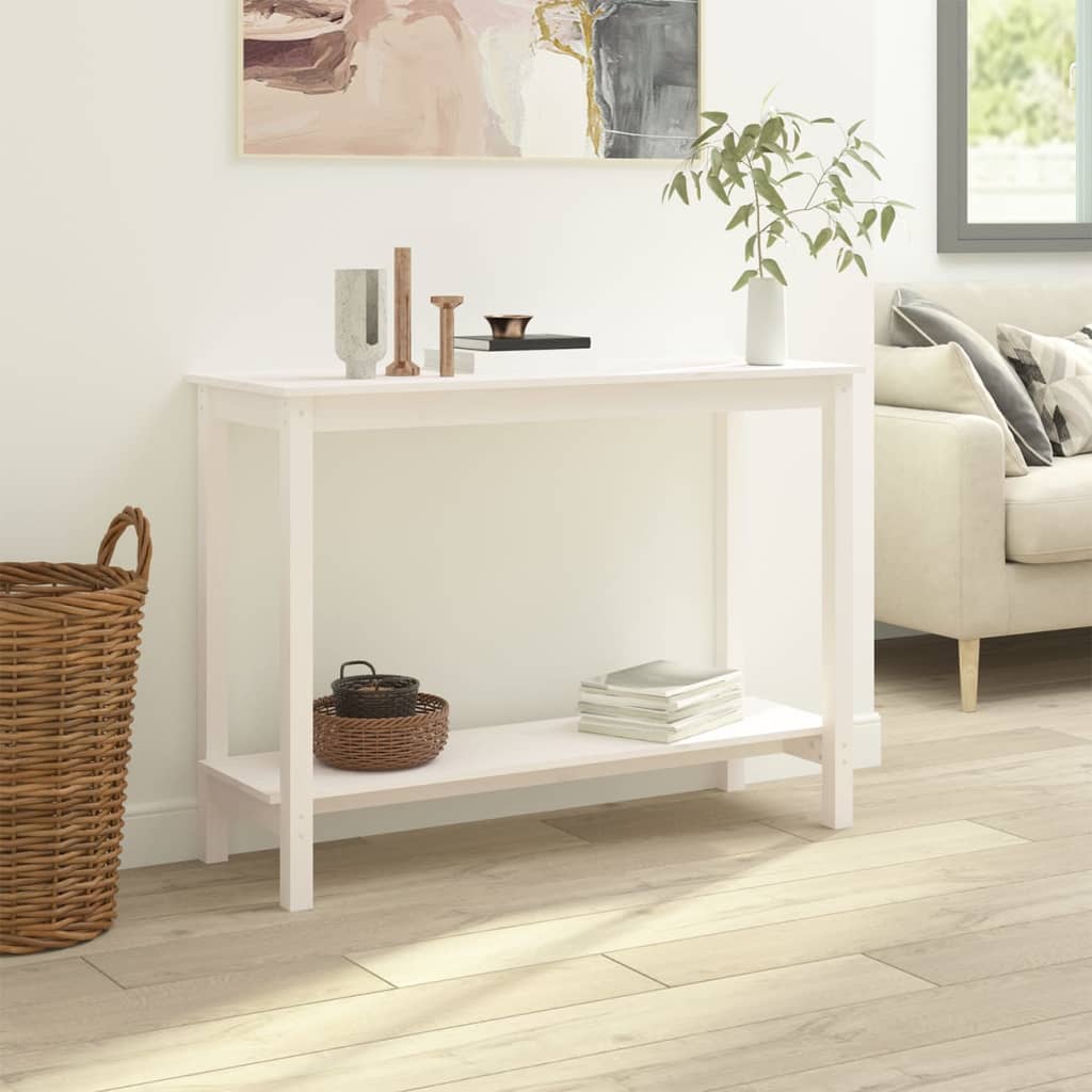 vidaXL Console Blanc 110x40x80 cm Bois de pin massif