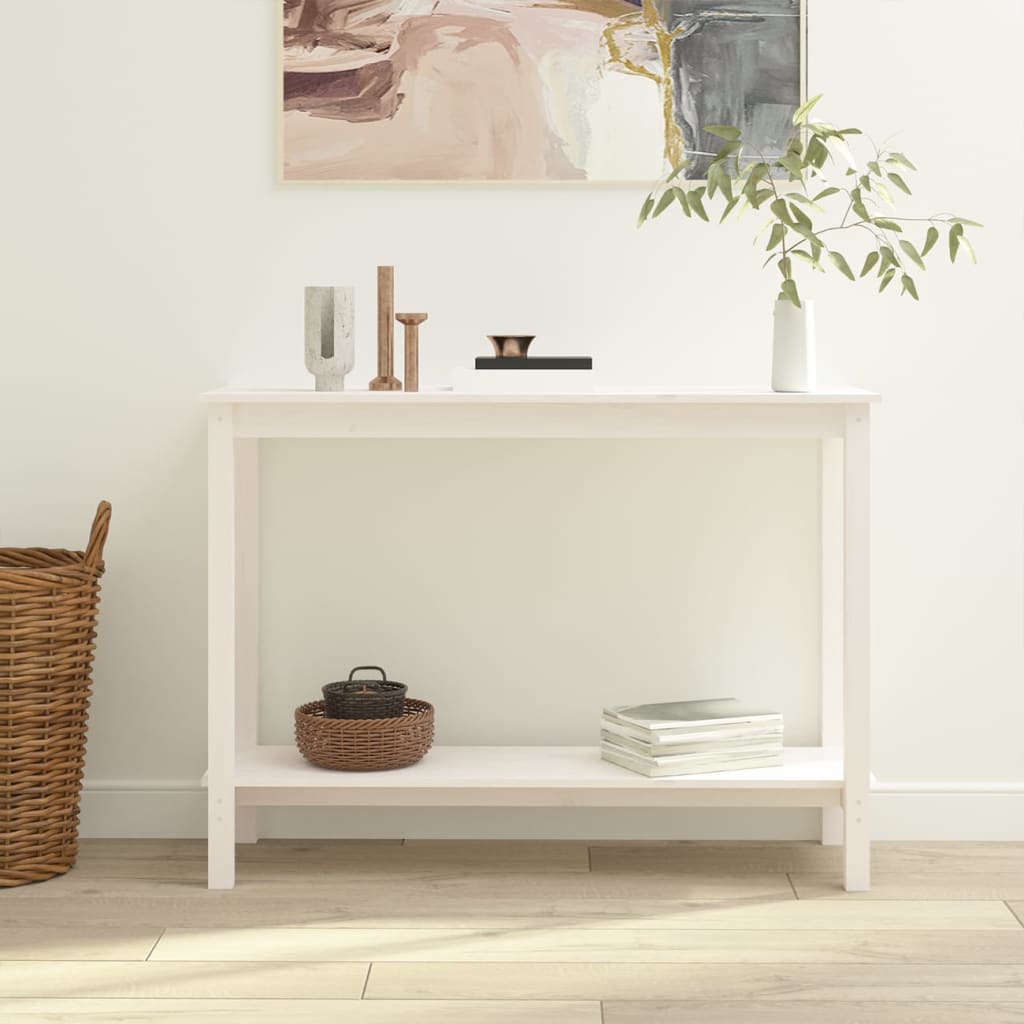 vidaXL Console Blanc 110x40x80 cm Bois de pin massif