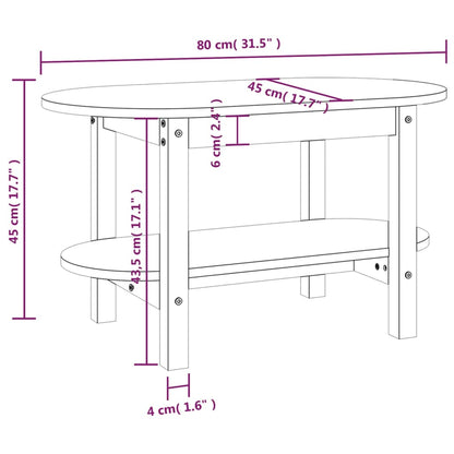 vidaXL Couchtisch Grau 80x45x45 cm Massivholz Kiefer