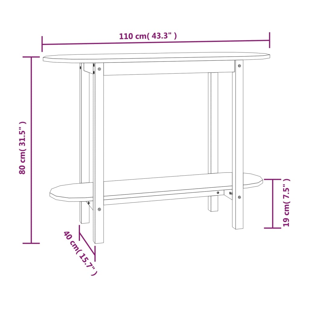 vidaXL Konsolentisch Weiß 110x40x80 cm Massivholz Kiefer