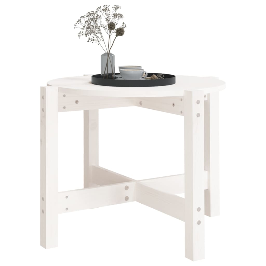 vidaXL Couchtisch Weiß Ø 62,5x45 cm Massivholz Kiefer