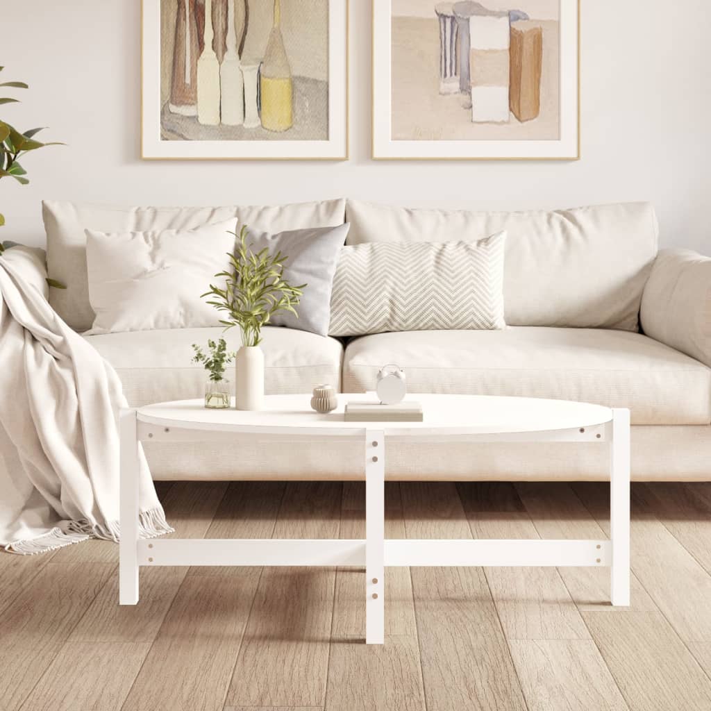 vidaXL Couchtisch Weiß 118x63x45 cm Massivholz Kiefer