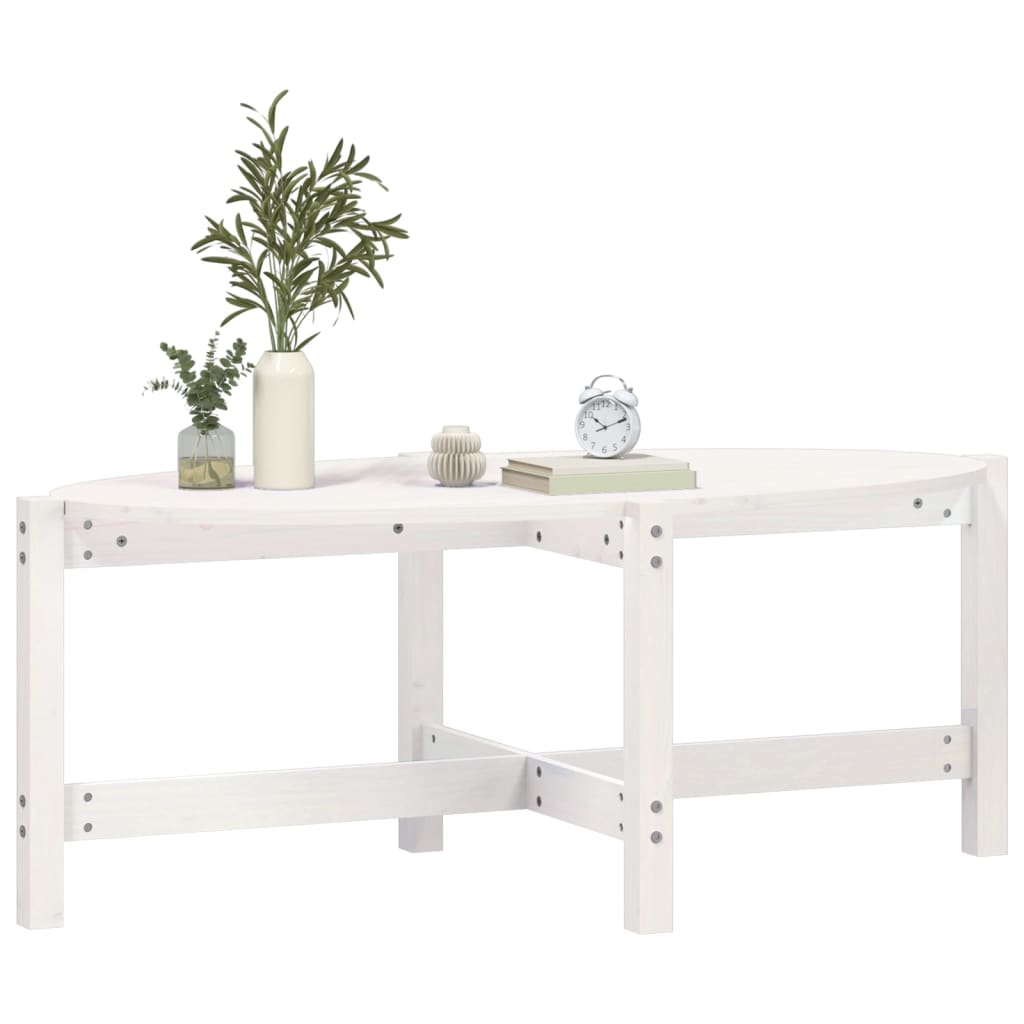 vidaXL Couchtisch Weiß 118x63x45 cm Massivholz Kiefer