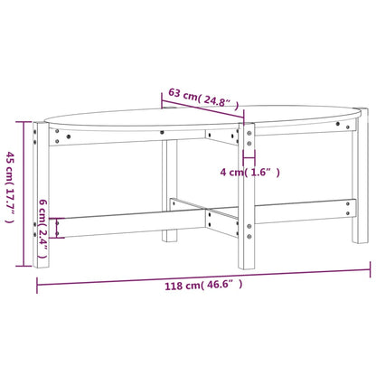 vidaXL Couchtisch Weiß 118x63x45 cm Massivholz Kiefer