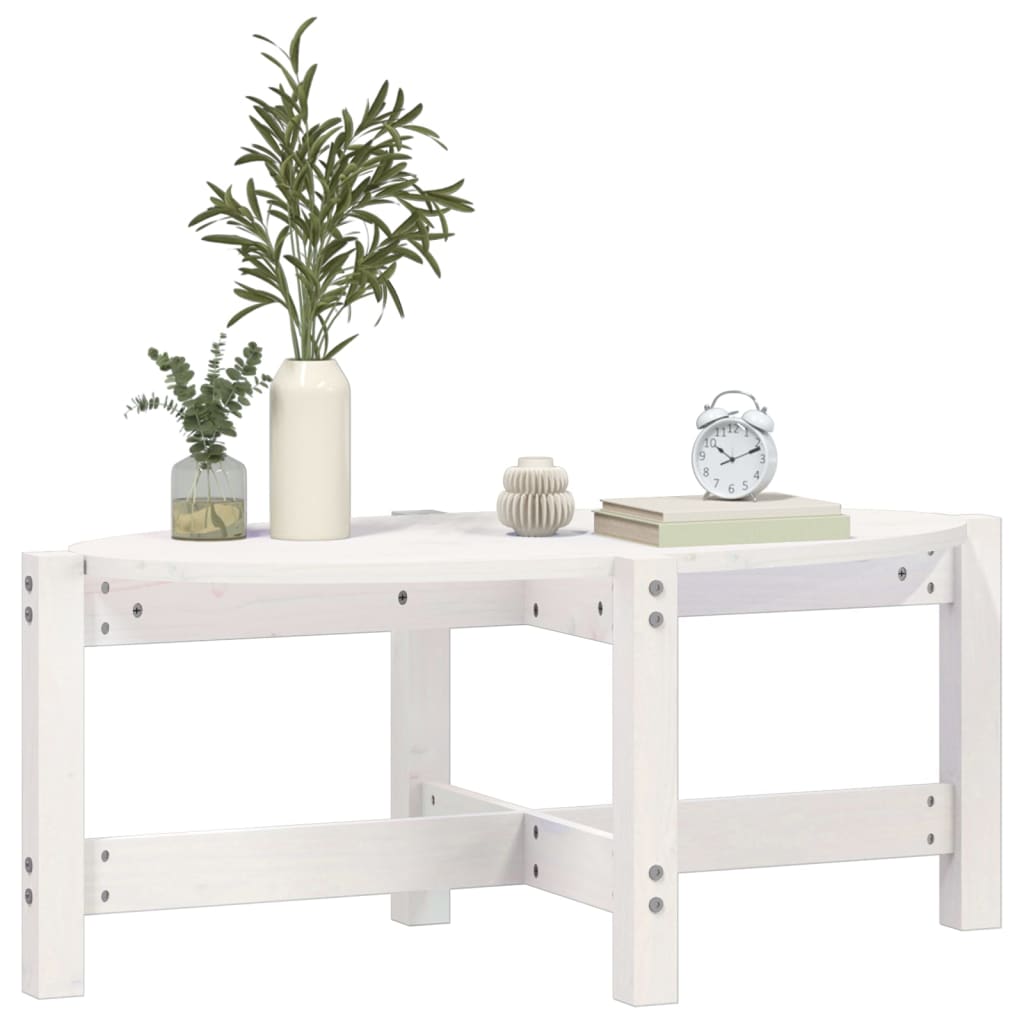 vidaXL Couchtisch Weiß 87x48x35 cm Massivholz Kiefer