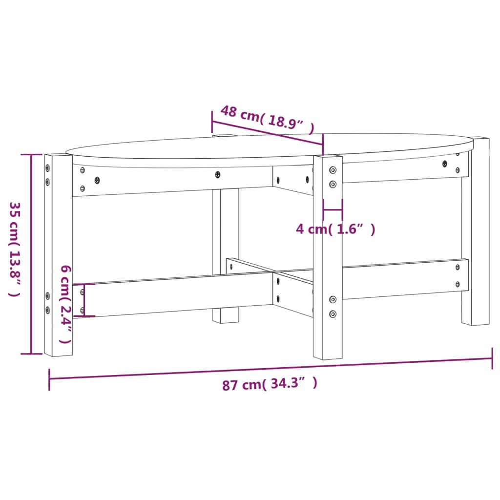 vidaXL Couchtisch Schwarz 87x48x35 cm Massivholz Kiefer