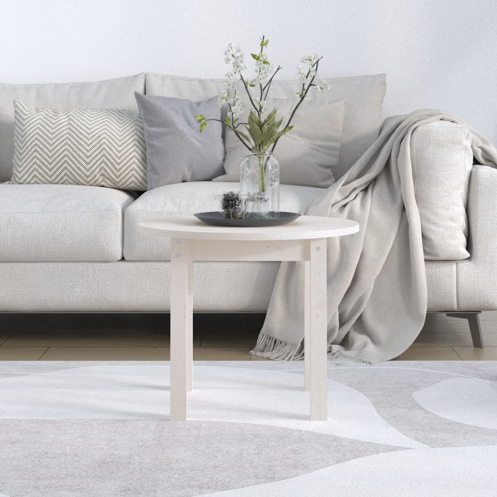 vidaXL Couchtisch Weiß Ø 55x45 cm Massivholz Kiefer