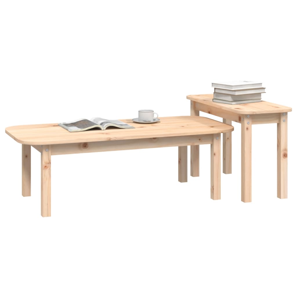 vidaXL 2-tlg. Couchtisch-Set Massivholz Kiefer
